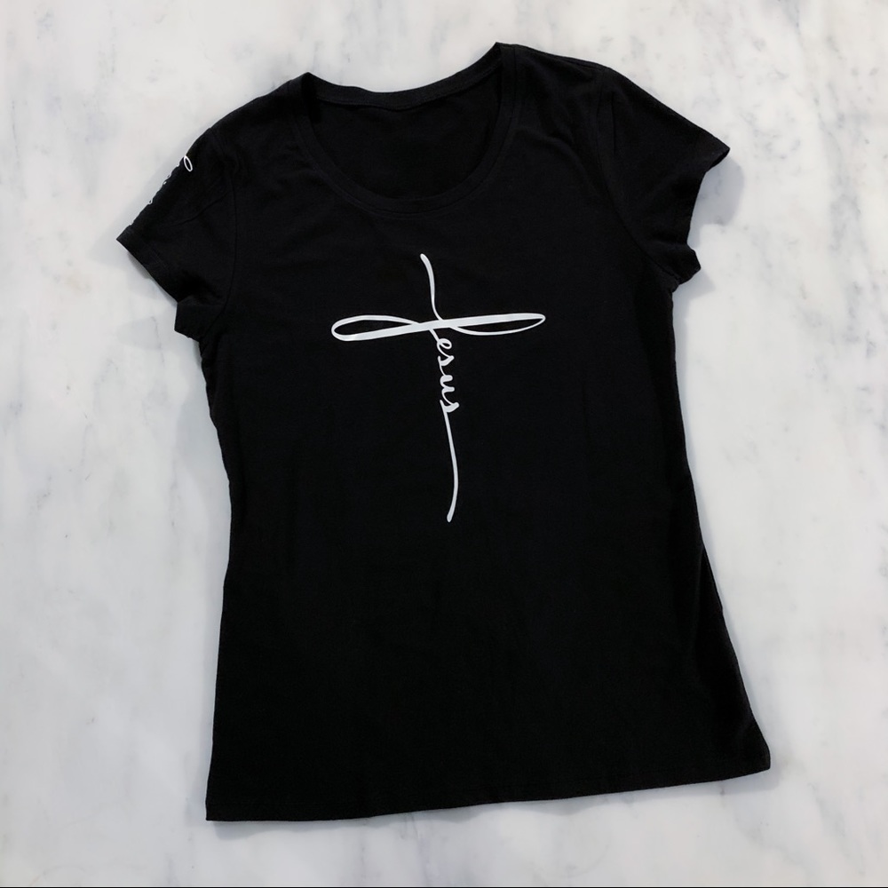 Jesus Name in Cross Christian T-Shirt - Picture 2 of 9